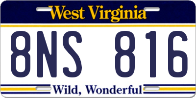 WV license plate 8NS816