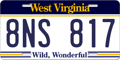 WV license plate 8NS817