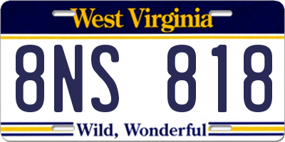 WV license plate 8NS818