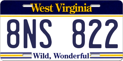 WV license plate 8NS822