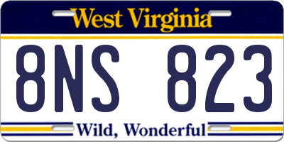 WV license plate 8NS823