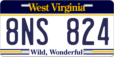 WV license plate 8NS824