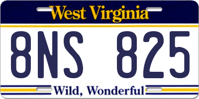 WV license plate 8NS825