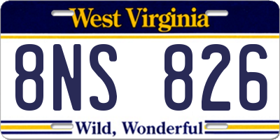 WV license plate 8NS826