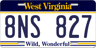 WV license plate 8NS827