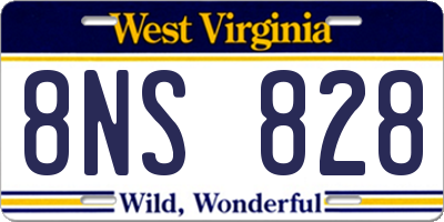 WV license plate 8NS828