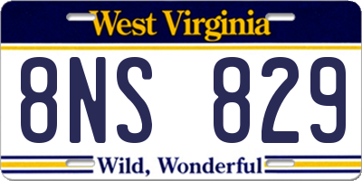 WV license plate 8NS829