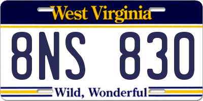 WV license plate 8NS830