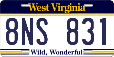 WV license plate 8NS831