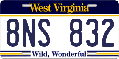 WV license plate 8NS832