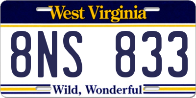 WV license plate 8NS833