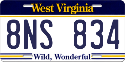 WV license plate 8NS834