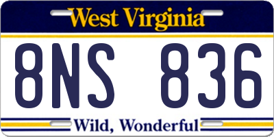 WV license plate 8NS836