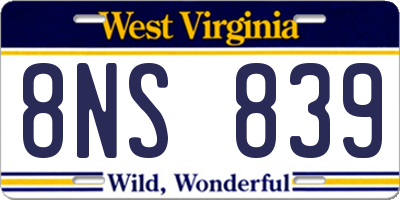 WV license plate 8NS839