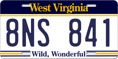 WV license plate 8NS841