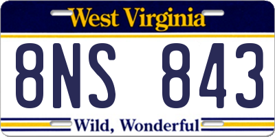 WV license plate 8NS843