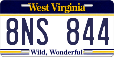 WV license plate 8NS844