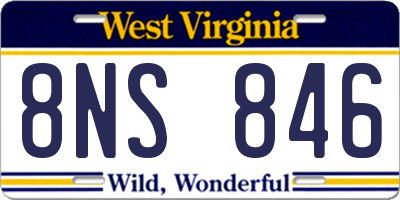 WV license plate 8NS846