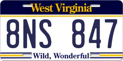 WV license plate 8NS847