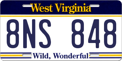 WV license plate 8NS848