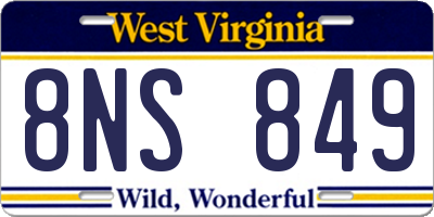 WV license plate 8NS849