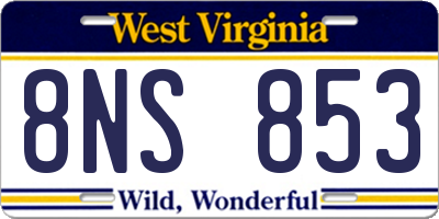 WV license plate 8NS853