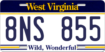 WV license plate 8NS855