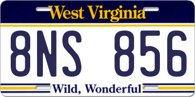 WV license plate 8NS856