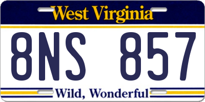 WV license plate 8NS857