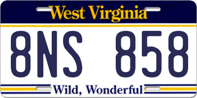 WV license plate 8NS858