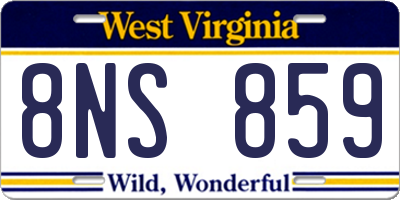 WV license plate 8NS859
