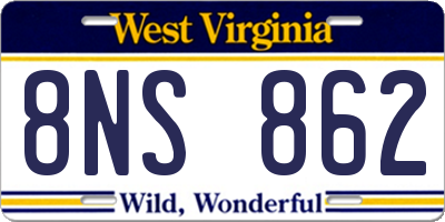 WV license plate 8NS862