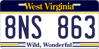 WV license plate 8NS863
