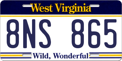 WV license plate 8NS865