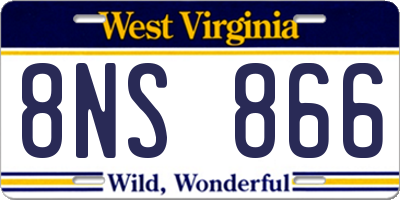 WV license plate 8NS866