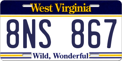WV license plate 8NS867