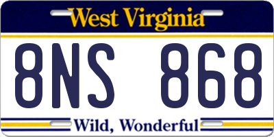WV license plate 8NS868