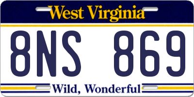 WV license plate 8NS869