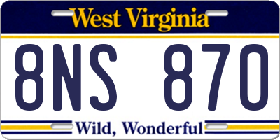 WV license plate 8NS870