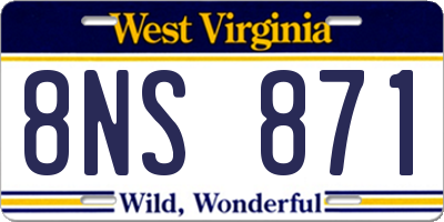 WV license plate 8NS871