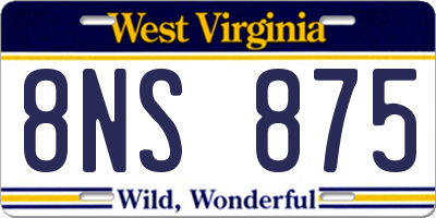 WV license plate 8NS875