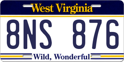 WV license plate 8NS876