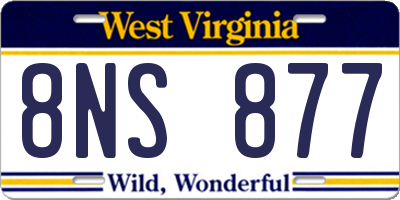WV license plate 8NS877