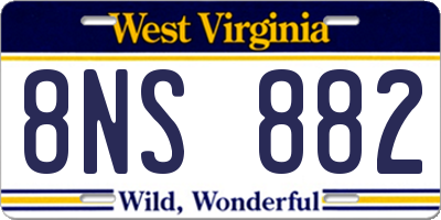 WV license plate 8NS882