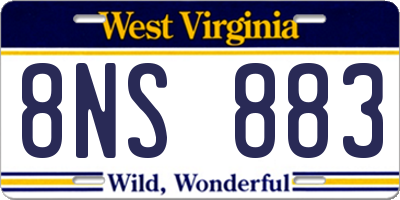 WV license plate 8NS883