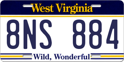WV license plate 8NS884