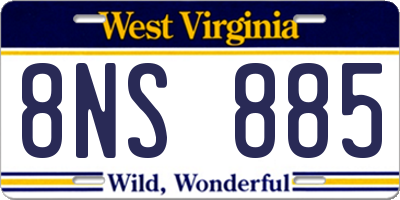 WV license plate 8NS885