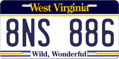 WV license plate 8NS886