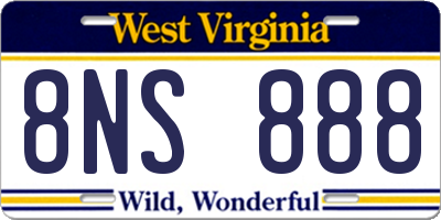 WV license plate 8NS888