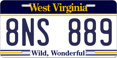 WV license plate 8NS889